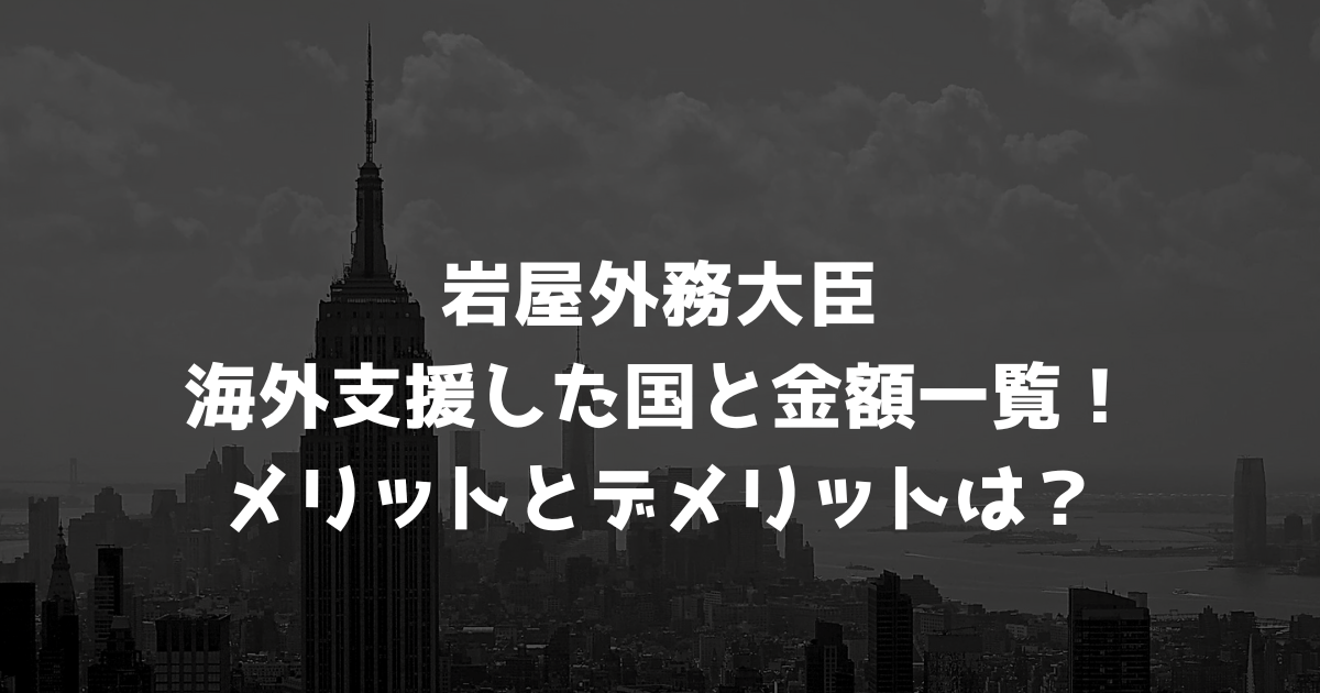岩屋外務大臣が海外支援した国と金額一覧！メリットとデメリットは？